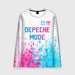 Мужской лонгслив Depeche Mode neon gradient style: символ сверху