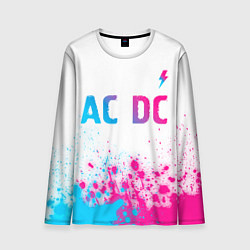 Мужской лонгслив AC DC neon gradient style: символ сверху