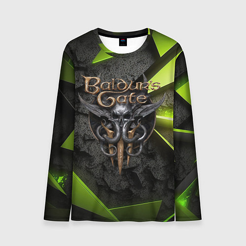 Мужской лонгслив Baldurs Gate 3 logo green abstract / 3D-принт – фото 1