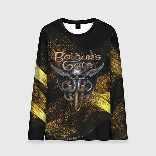 Мужской лонгслив Baldurs Gate 3 logo gold black / 3D-принт – фото 1