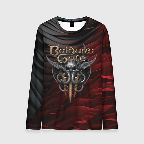 Мужской лонгслив Baldurs Gate 3 logo dark red black / 3D-принт – фото 1