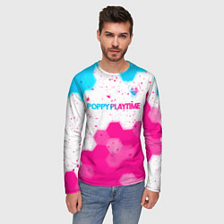 Лонгслив мужской Poppy Playtime neon gradient style: символ сверху, цвет: 3D-принт — фото 2