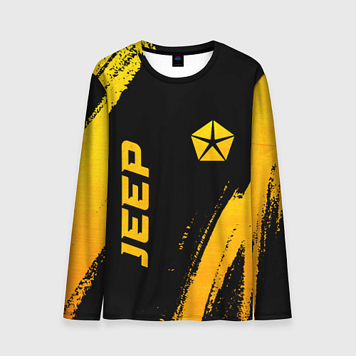 Мужской лонгслив Jeep - gold gradient: надпись, символ / 3D-принт – фото 1