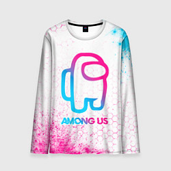 Мужской лонгслив Among Us neon gradient style