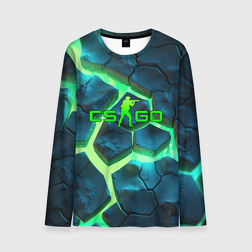 Мужской лонгслив CS GO green texture logo / 3D-принт – фото 1