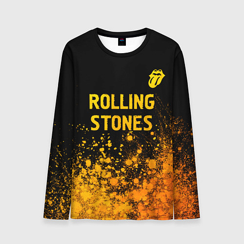 Мужской лонгслив Rolling Stones - gold gradient: символ сверху / 3D-принт – фото 1