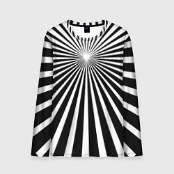 Лонгслив мужской Черно-белая полосатая иллюзия, цвет: 3D-принт