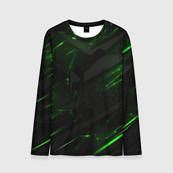 Лонгслив мужской Dark black green abstract, цвет: 3D-принт