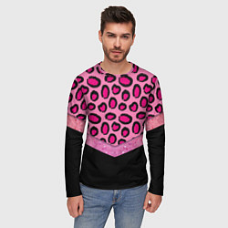 Лонгслив мужской Розовый леопард и блестки принт, цвет: 3D-принт — фото 2