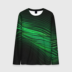 Лонгслив мужской Green neon lines, цвет: 3D-принт