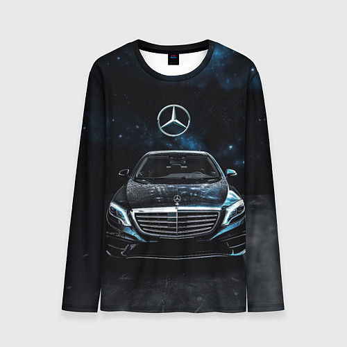 Мужской лонгслив Mercedes Benz space background / 3D-принт – фото 1