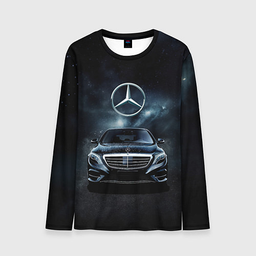 Мужской лонгслив Mercedes Benz black / 3D-принт – фото 1