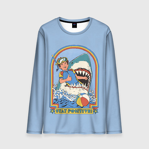 Мужской лонгслив Хищная акула водолаз - будь позитивным / 3D-принт – фото 1