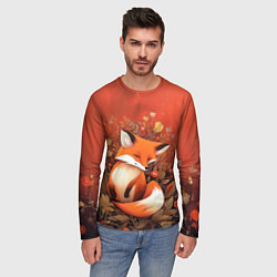 Лонгслив мужской Довольный лисёнок, цвет: 3D-принт — фото 2