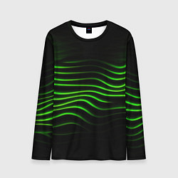 Лонгслив мужской Зеленые абстрактные волны, цвет: 3D-принт