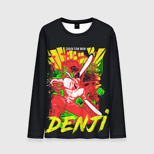 Мужской лонгслив Человек-бензопила - поп арт / 3D-принт – фото 1