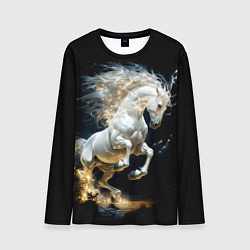 Лонгслив мужской Конь Белая молния, цвет: 3D-принт
