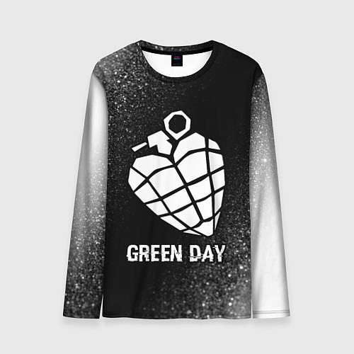 Мужской лонгслив Green Day glitch на темном фоне / 3D-принт – фото 1
