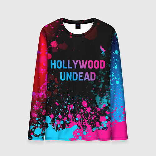 Мужской лонгслив Hollywood Undead - neon gradient: символ сверху / 3D-принт – фото 1