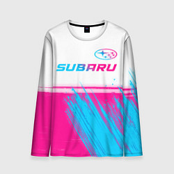 Мужской лонгслив Subaru neon gradient style: символ сверху