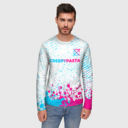 Лонгслив мужской CreepyPasta neon gradient style: символ сверху, цвет: 3D-принт — фото 2