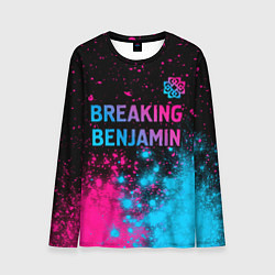 Мужской лонгслив Breaking Benjamin - neon gradient: символ сверху