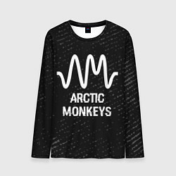 Мужской лонгслив Arctic Monkeys glitch на темном фоне
