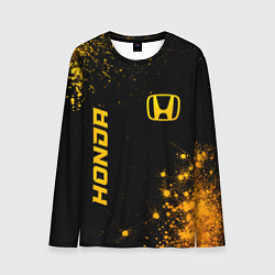 Лонгслив мужской Honda - gold gradient: надпись, символ, цвет: 3D-принт