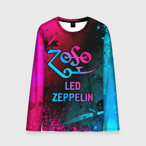 Мужской лонгслив Led Zeppelin - neon gradient / 3D-принт – фото 1