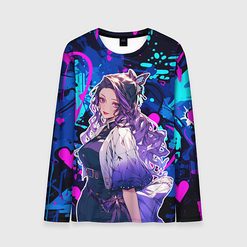 Мужской лонгслив Шинобу Кочо и граффити / 3D-принт – фото 1