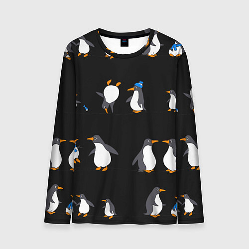 Мужской лонгслив Веселая семья пингвинов / 3D-принт – фото 1