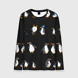 Лонгслив мужской Веселая семья пингвинов, цвет: 3D-принт