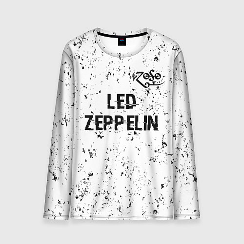 Мужской лонгслив Led Zeppelin glitch на светлом фоне посередине / 3D-принт – фото 1