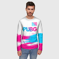 Лонгслив мужской PUBG neon gradient style посередине, цвет: 3D-принт — фото 2