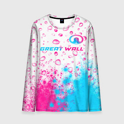 Мужской лонгслив Great Wall neon gradient style посередине