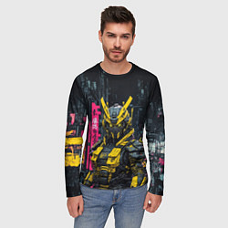Лонгслив мужской Киборг с желтыми вставками, цвет: 3D-принт — фото 2