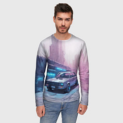 Лонгслив мужской Автомобиль в пурпурной думке, цвет: 3D-принт — фото 2