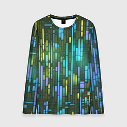 Лонгслив мужской Неоновые полосы синие, цвет: 3D-принт