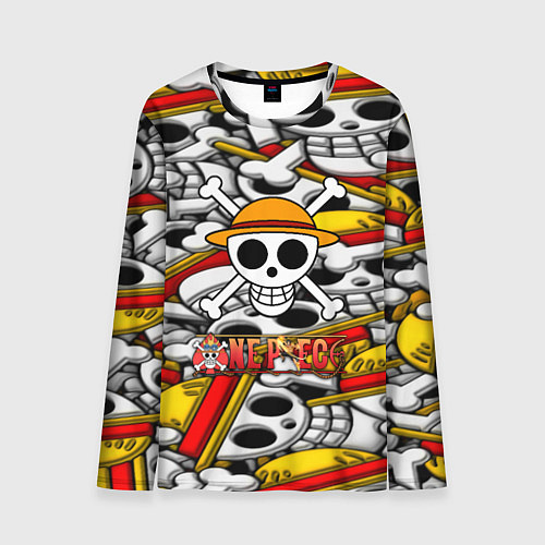 Мужской лонгслив One Piece logo pattern pirat / 3D-принт – фото 1