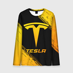 Мужской лонгслив Tesla - gold gradient