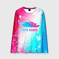 Мужской лонгслив Papa Roach neon gradient style