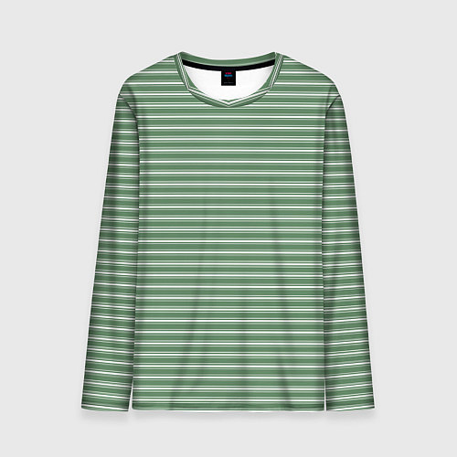 Мужской лонгслив Светло-зелёный полосы / 3D-принт – фото 1