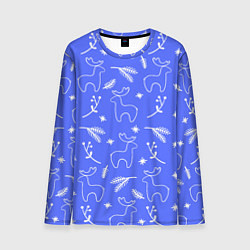 Мужской лонгслив Синий рождественский принт с оленями