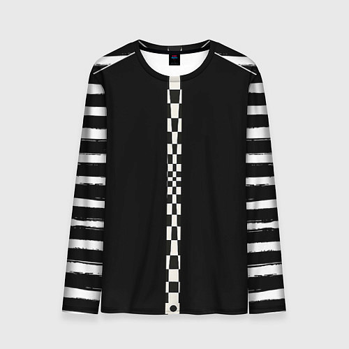 Мужской лонгслив Иллюзия заполненного пространства черный клетка и / 3D-принт – фото 1