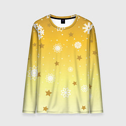 Лонгслив мужской Снежинки и звезды на желтом, цвет: 3D-принт
