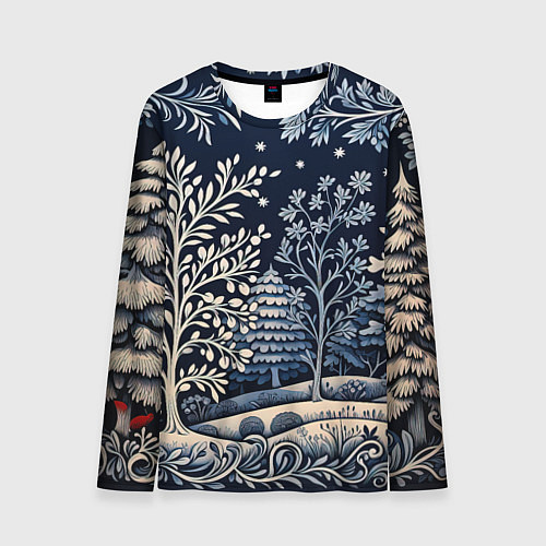 Мужской лонгслив Ледяные узоры нового года / 3D-принт – фото 1