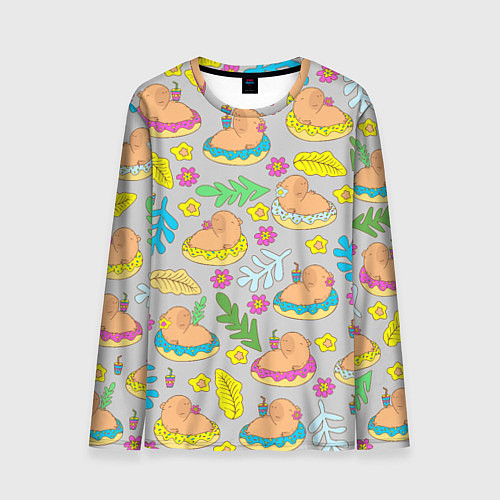 Мужской лонгслив Семья капибар на отдыхе / 3D-принт – фото 1