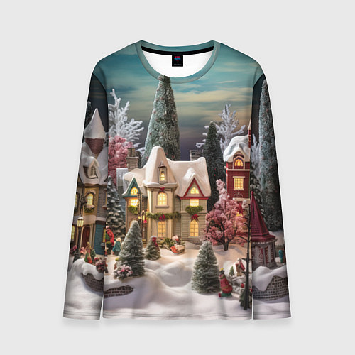 Мужской лонгслив Снежное сияние ночи / 3D-принт – фото 1