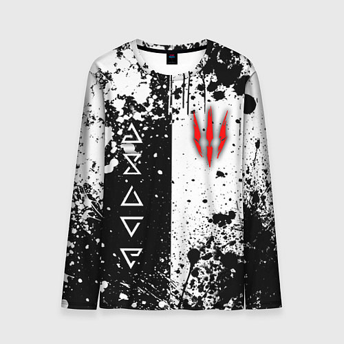 Мужской лонгслив Ведьмак - знаки и брызги / 3D-принт – фото 1