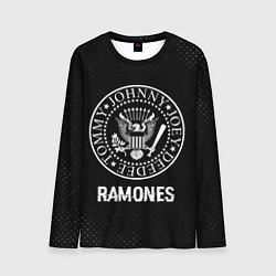 Мужской лонгслив Ramones glitch на темном фоне